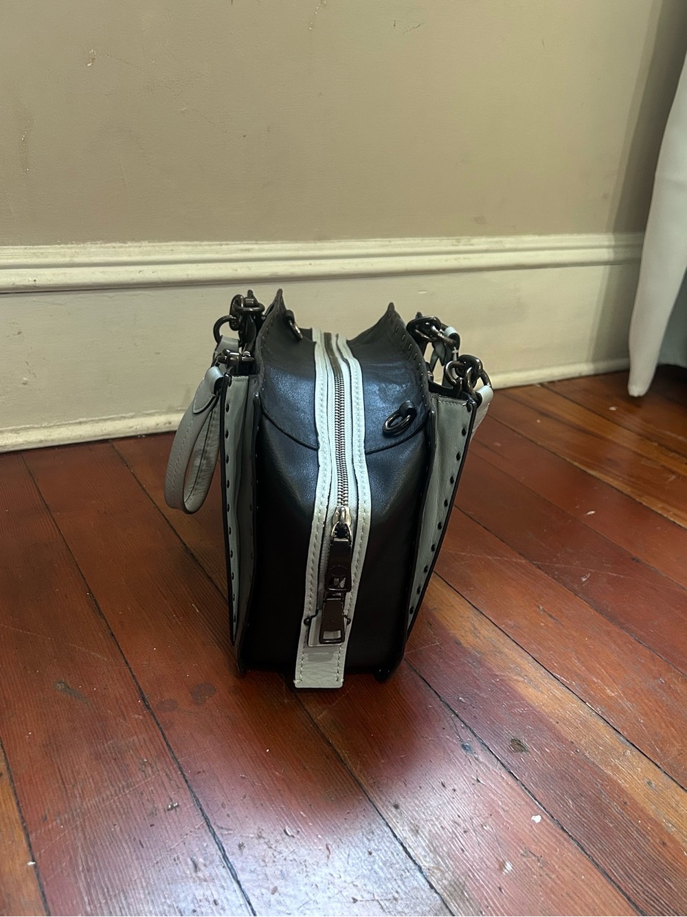 Coach Dreamer bag Black and Gray Studded Top-Handle Satchel with Removable Strap - Picture 4 of 16